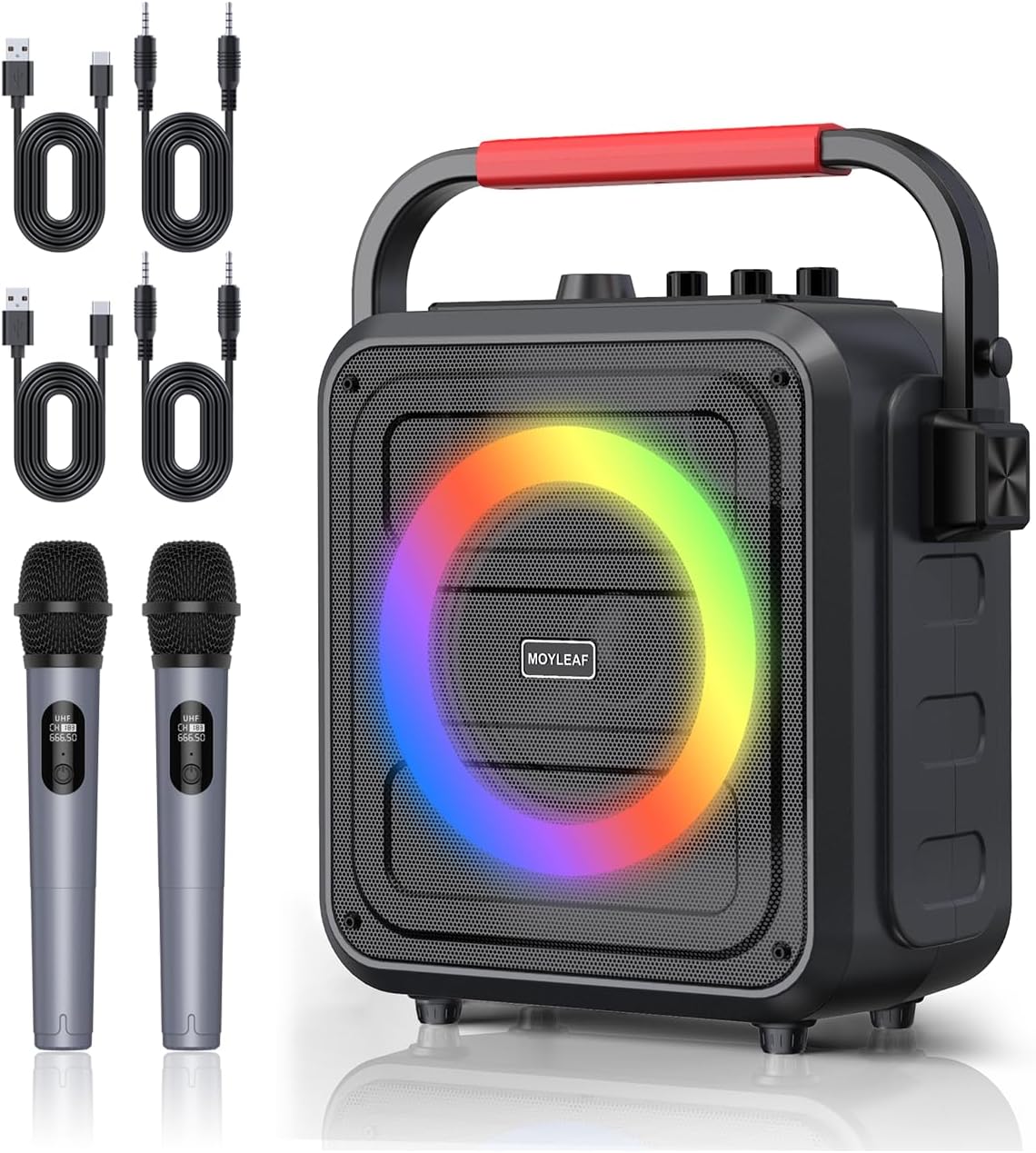 MOYLEAF Portable Karaoke Machine with Wireless Microphones