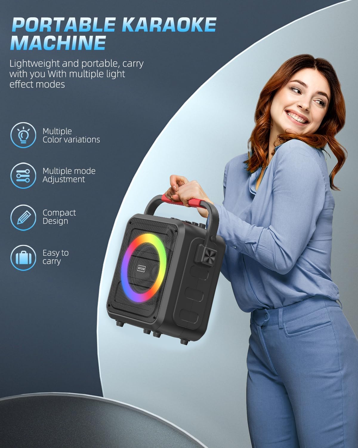 MOYLEAF Portable Karaoke Machine with Wireless Microphones