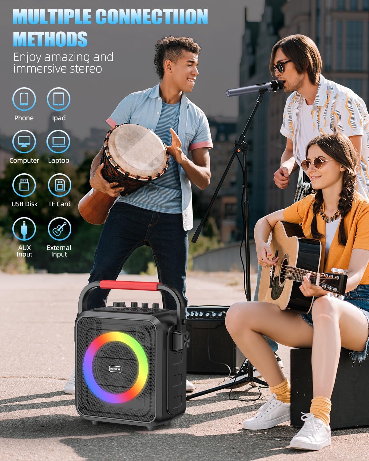 MOYLEAF Portable Karaoke Machine with Wireless Microphones