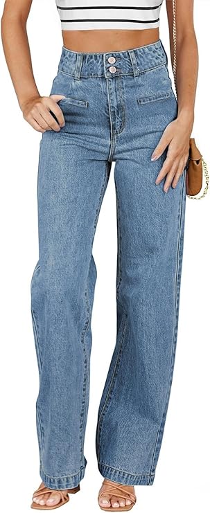 Sidefeel High Waisted Straight Leg Jeans – Vintage Blue, Size 6