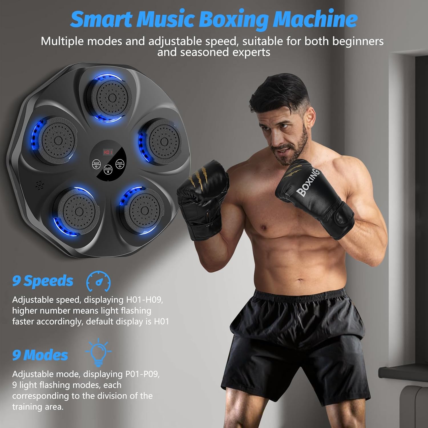TGLLM Music Boxing Machine with Gloves – Wall-Mounted Interactive Punch Trainer