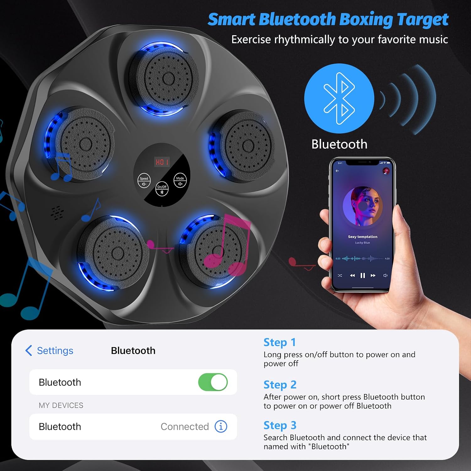 TGLLM Music Boxing Machine with Gloves – Wall-Mounted Interactive Punch Trainer