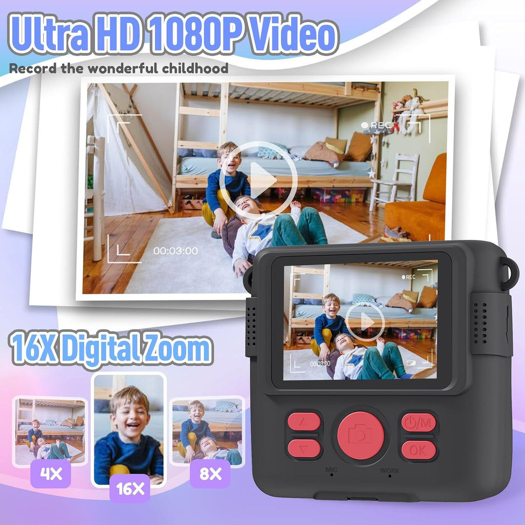ESOXOFFORE Kids Instant Print Camera – Black
