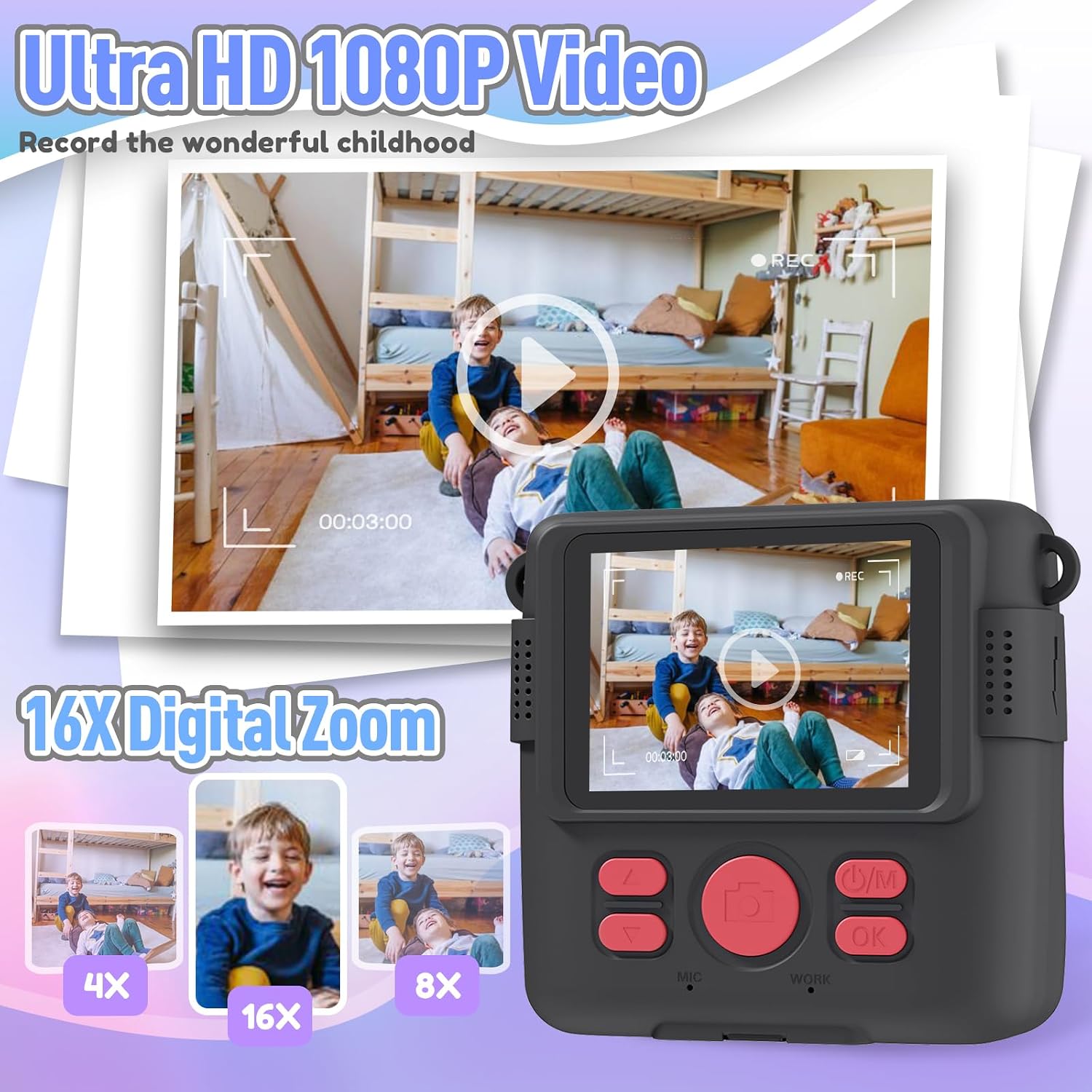ESOXOFFORE Kids Instant Print Camera – Black