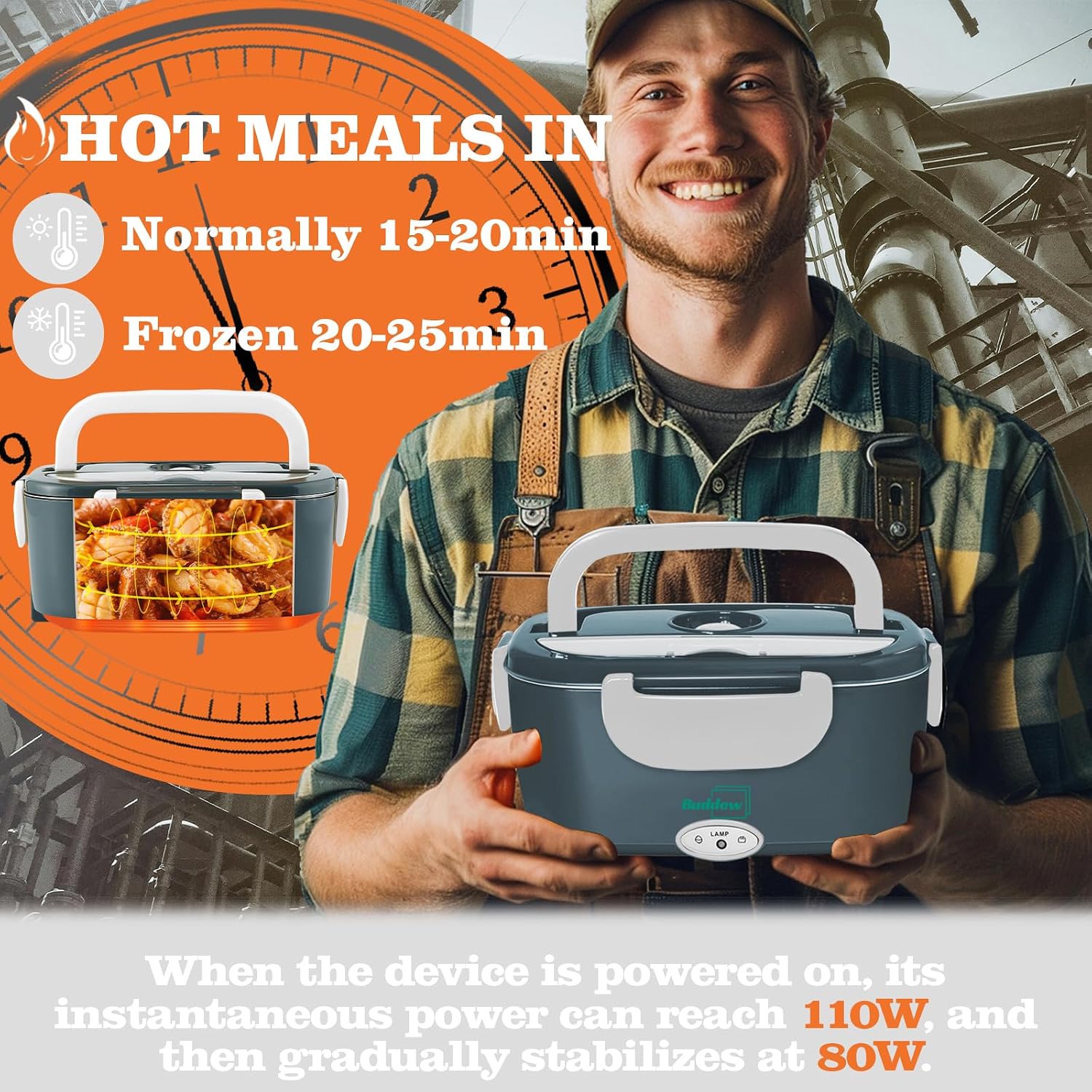 Buddew Electric Heated Lunch Box Food Warmer – White