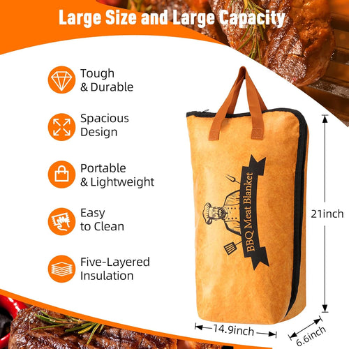 BBQ Blanket for Resting Meat – 21-Inch Insulated Brisket Bag