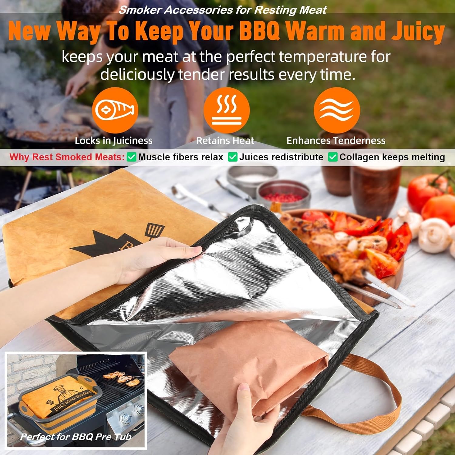 BBQ Blanket for Resting Meat – 21-Inch Insulated Brisket Bag
