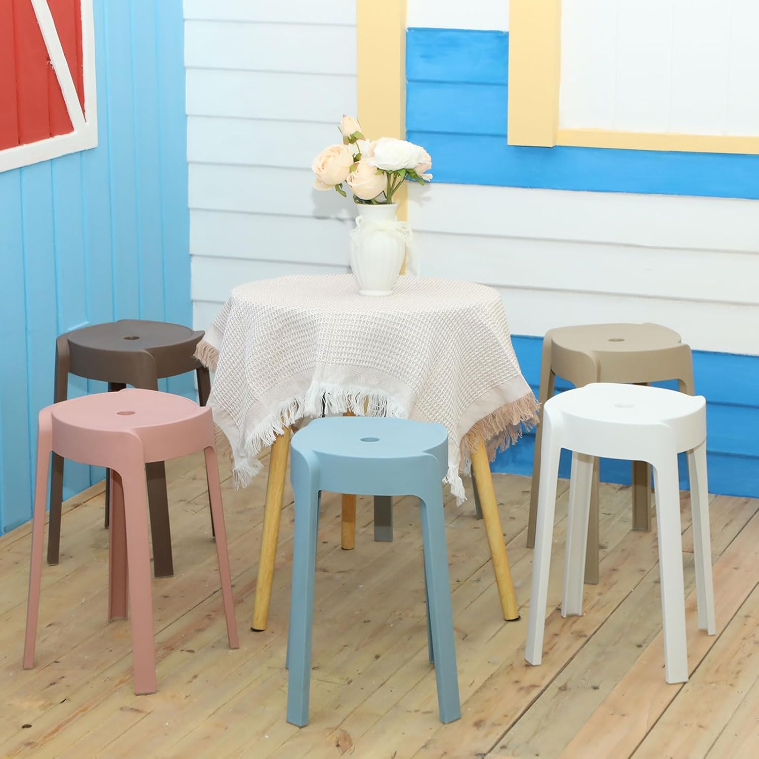 Nosiny 6-Pack Stackable Plastic Stools – Morandi Colors