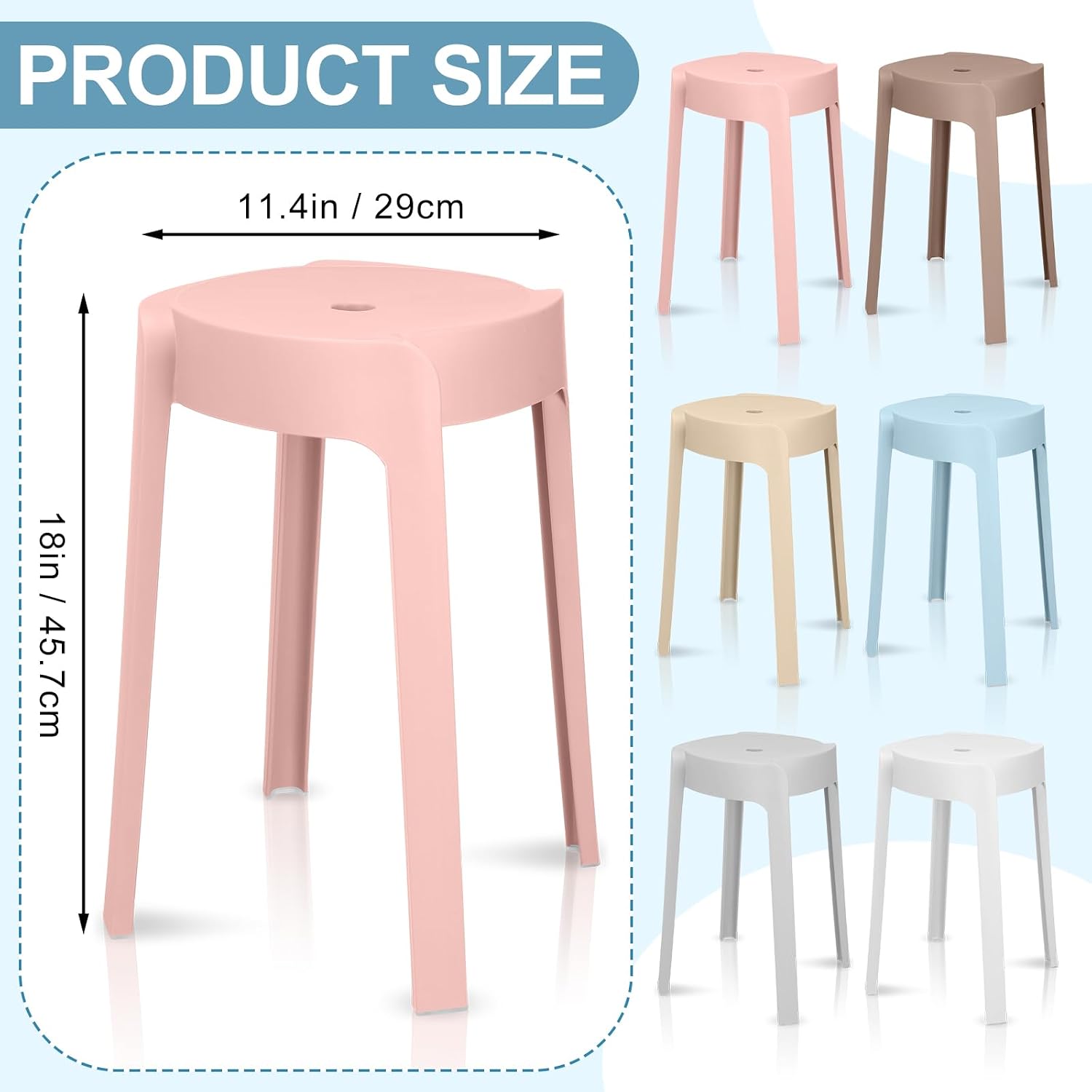 Nosiny 6-Pack Stackable Plastic Stools – Morandi Colors
